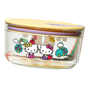 【香港直送】韓國 NEOFLAM 三麗鷗 Hello Kitty 星期六玻璃保鮮盒 600ml 可微波加熱