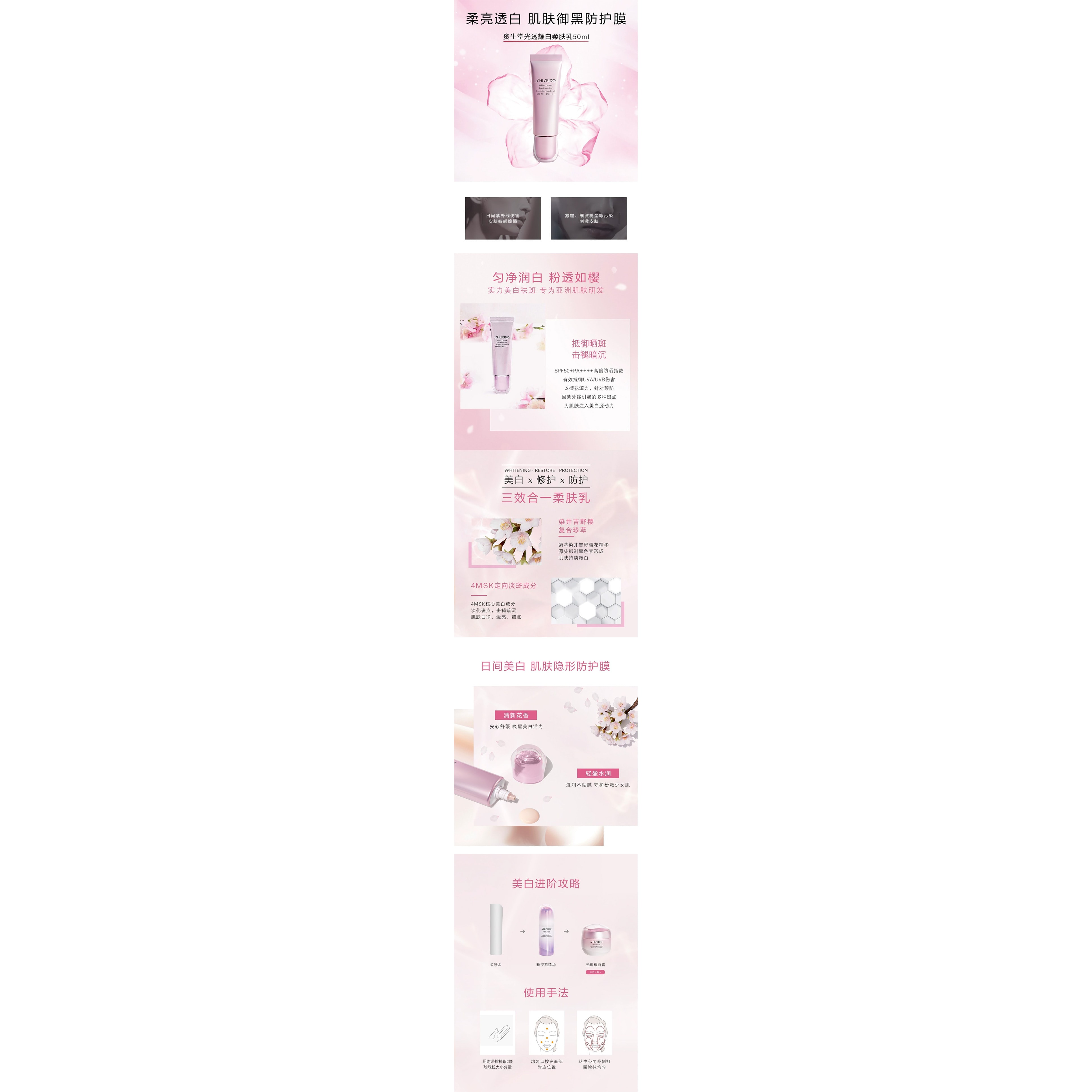 【日本直郵】SHISEIDO資生堂 White Lucent光透耀白柔膚日用乳 50ml SPF50+/PA++++
