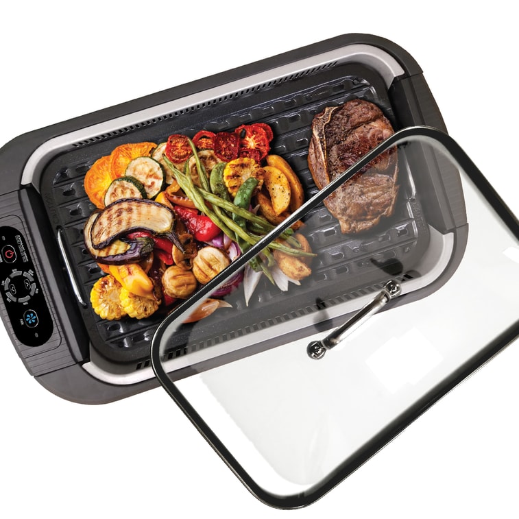 韩国 BANU Anpang 无烟电动室内可拆卸烤架和烤盘不粘烹饪表面玻璃盖1500瓦黑色 7