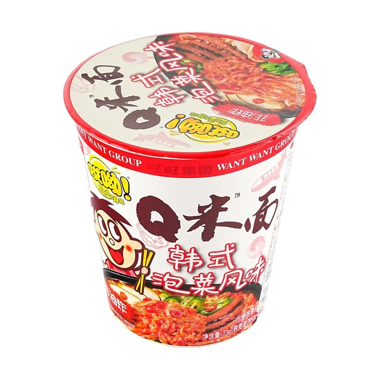 旺旺 哎呦Q米面 米粉方便面 韩式泡菜风味 73g *6【6份超值装】【非油炸面饼】 6