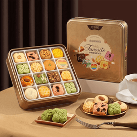 Assorted Cookies Gift Box, 11.32 oz 【Honey Jasmine + Date + Grape + Cocoa + Orange + Coconut + Rose Flavor】