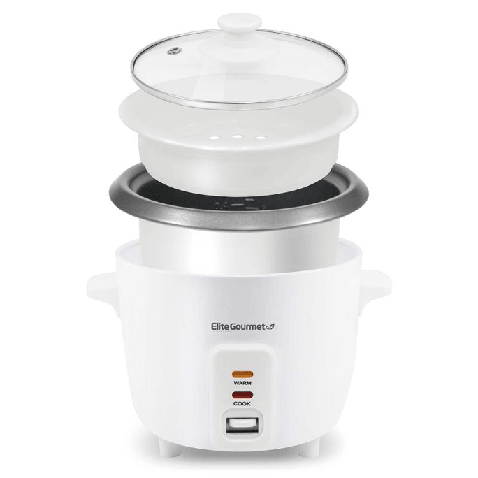 Electric Rice Cooker with Non-Stick Inner Pot Makes Soups, Stews,Keep Warm Feature, 6 Cups Cooked (3 Cups Uncooked), White