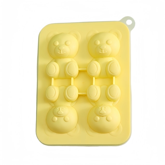 可卡布精选小熊硅胶制冰模具制冰盒雪糕模具一次4只#黄色 1件入