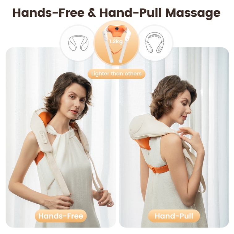 N6 Mini Neck Massager Shiatsu Back Massager with Heat Simulated Moxibustion Orange Father's Day Gift 8
