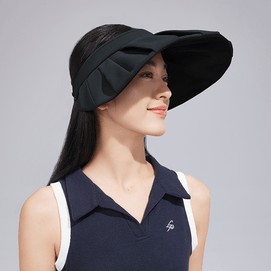 BENEUNDER蕉下 女士百褶贝壳黑胶防晒帽子 夏季遮阳帽 防晒防紫外线  漫暮黑55-58cm