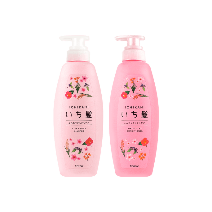 ICHIKAMI Airy and Silky Care Shampoo 480ml and Conditioner 480ml Set with Hair Mask 10g <Limited Edition>