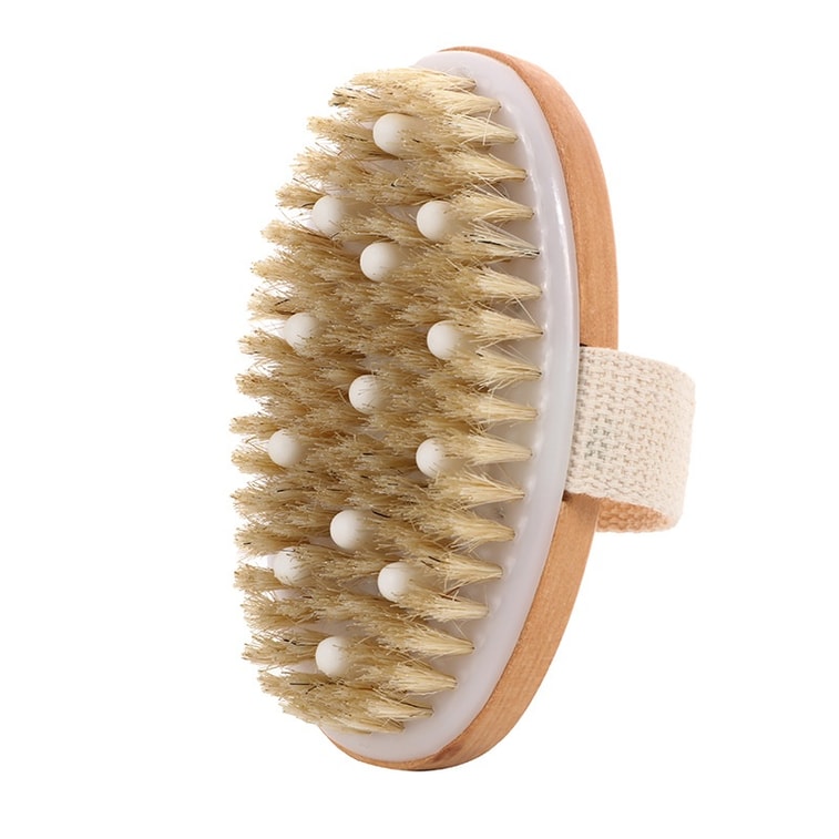 Bath Brush with Pig Bristles & Soft Nylon Bristles Handheld Scrubber for Body & Back Deep Cleansing to Remove Impurities Leaves Skin Smooth and Silky Pig Bristles + Soft Nylon Bristles One Pack 3