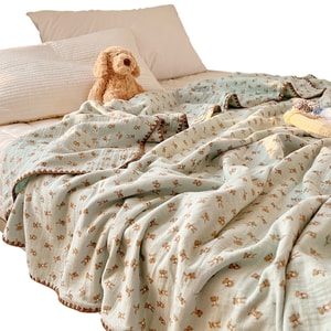 【중국 직송】 HSPM 신스타일 귀여운 A급 코튼 거즈 담요 귀여운 곰돌이 80*105cm