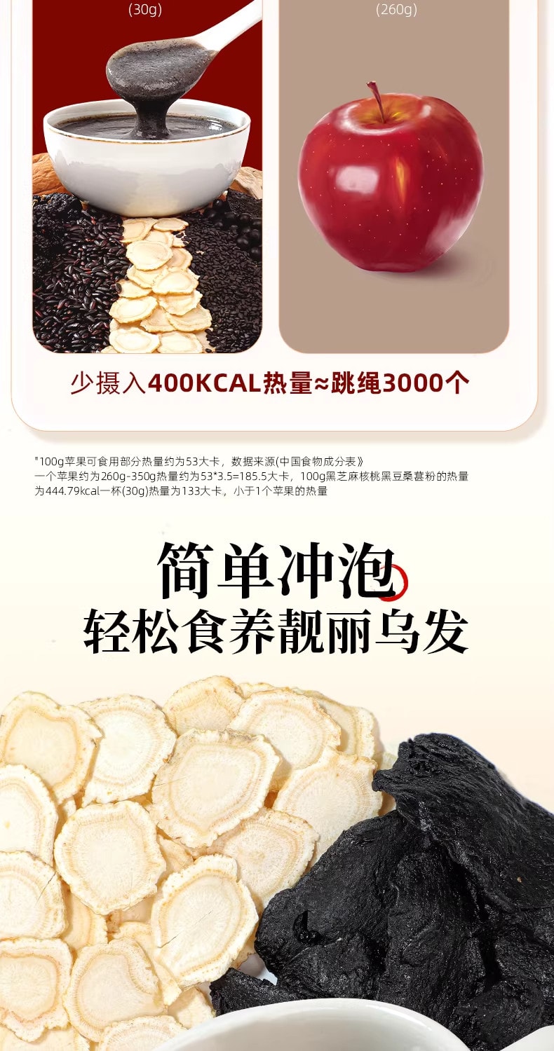 【中国直邮】 北京同仁堂 黑芝麻核桃桑葚粉 五黑正品养发生发营养代餐食品500g/罐