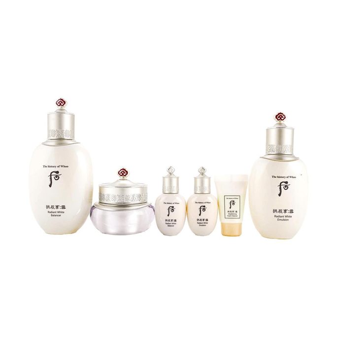 Gongjinhyang Seol Brightening Set for Instant Skin Radiance & Luminosity, Toner Lotion Cleanser and Gifts 6pcs