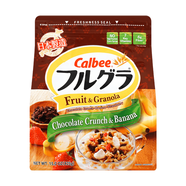商品详情 - 日本CALBEE卡乐比 营养水果谷物麦片 巧克力香蕉 425g 即食冲饮代餐 - image  0