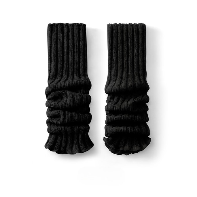 Women's Wool Knitted Plush Calf Socks Versatile Pile Up Socks Black