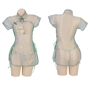 [중국 직송] 9색 생활 섹시 란제리 원사이즈 국내 트렌드 섹시 치파오 고대 스타일 유니폼 유혹 시스루 파자마 열정 자유롭게 벗을 수 있는 순수한 욕망 파자마 [치파오 + 티셔츠 포함]