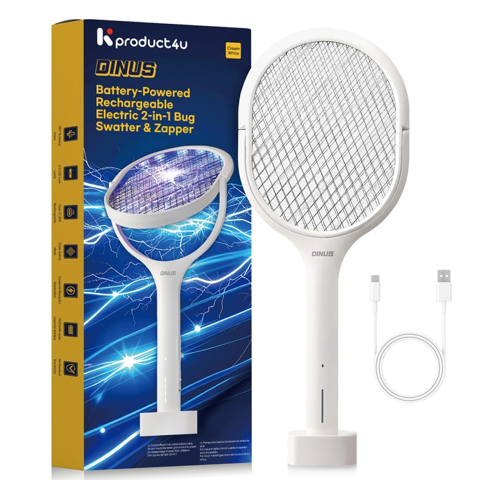 韓国の Kproduct4u は、180° 回転するヘッドとインテリジェントな安全設計を備えた、電池駆動の充電式電気蚊たたき・殺虫ランプです。