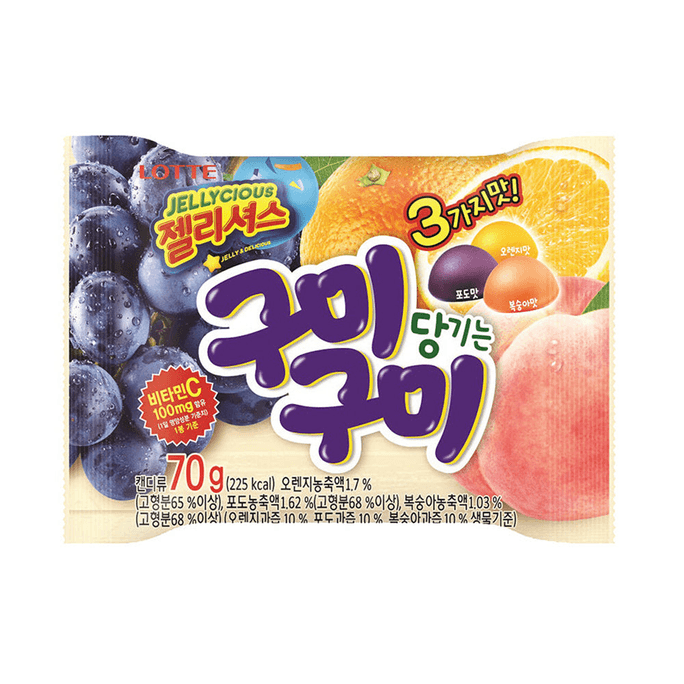 Lotte Jellycious Gummy Fruit Jelly 3 Flavor 70g
