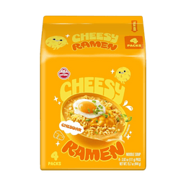 Cheesy Ramen - Cheddar Flavor, Non-Spicy Creamy & Savory Korean Instant Cheese Noodles ,3.92oz*4 Packs