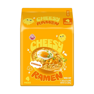 Cheesy Ramen - Cheddar Flavor, Non-Spicy Creamy & Savory Korean Instant Cheese Noodles ,3.92oz*4 Packs