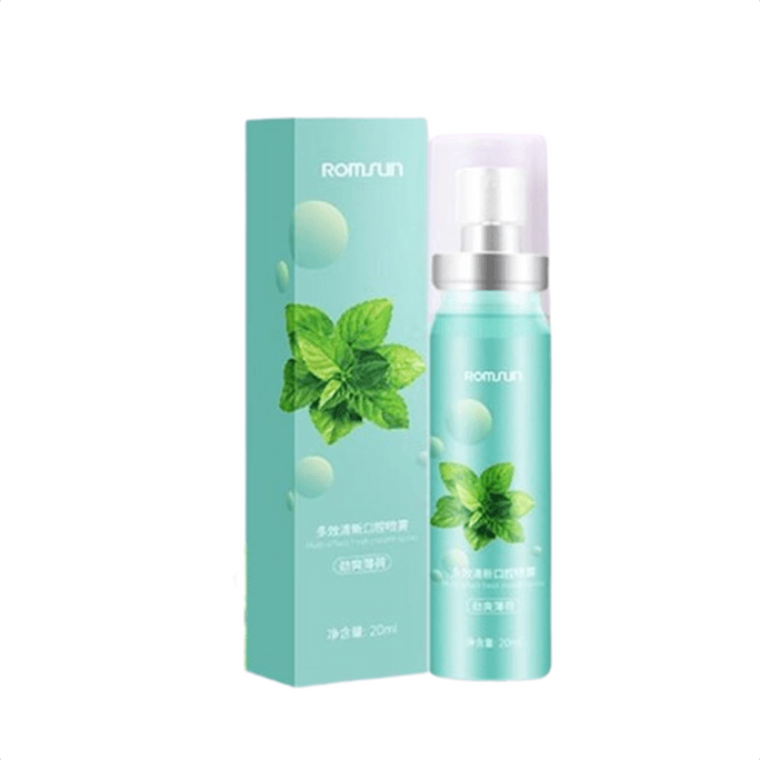 Multi-effect Refreshing Oral Spray with a refreshing mint scent a kissing remover 20ml per box