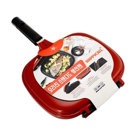 Korean Standard Double-Sided Frying Pan Non-Stick Easy Clean 10.8×17.3×2.3 Inch