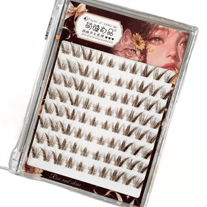 Glue-free dark brown double-tailed fox 13mm false eyelashes 90 clusters *1 box