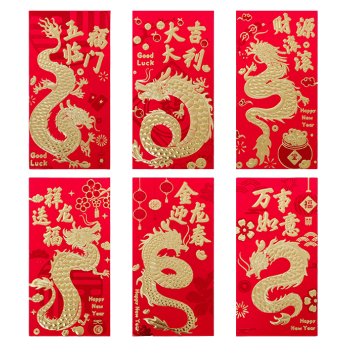 Dragon New Year Red Envelope New Year Festive Red Envelope 6 Packs