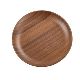 【中国直邮】 韩国 灰姑娘 名创优品 黑胡桃整木圆盘实木家用餐具简约茶点心水果盘15cm*1件装