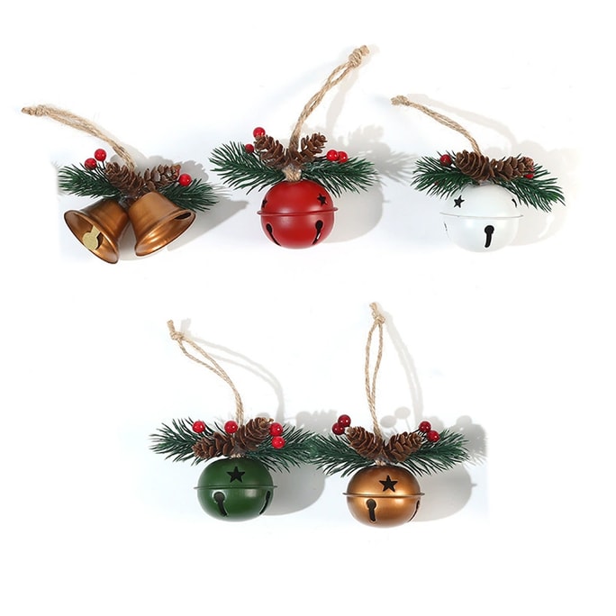 HSPM 새로운 크리스마스 종, 붉은 소나무 콘 풍경, 크리스마스 트리 펜던트, 5가지 스타일, 각 1개 [5개 세트]