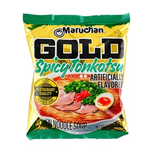 ゴールドラーメンヌードルスープ - インスタントラーメン、スパイシーとんこつ味、3.2オンス