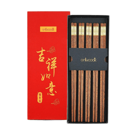 Chicken Wing Wood Chopsticks, Long Fortune, 10 pairs per pack