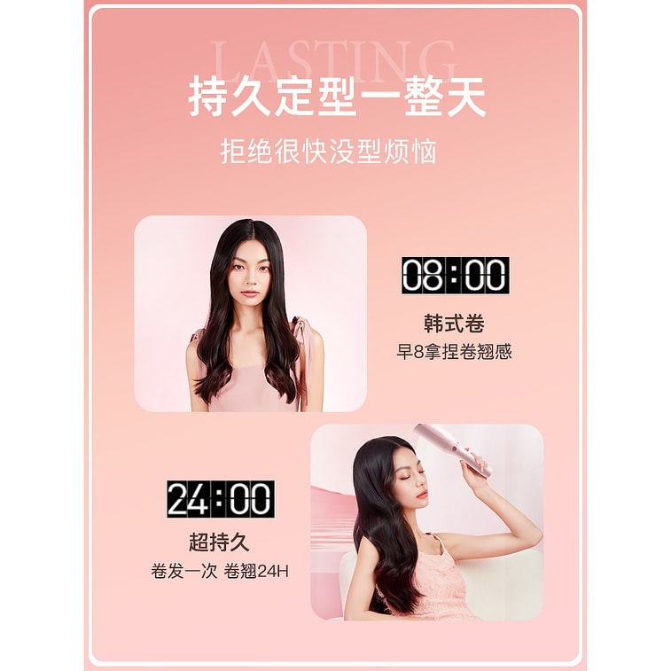 【中国直送】TSUYAGLA ヘアアイロン 全自動 32mm ラージカール 電動カールツール ピンク 110V可 7