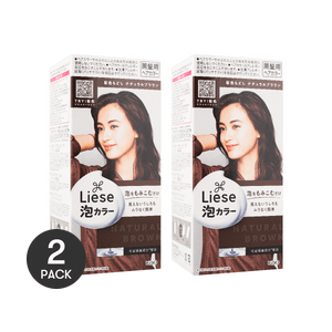 LIESE Bubble Hair Dye Natural Brown【2 Boxes of Medium-Long Hair Value Pack】