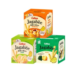 Jagabee French fries 75g*3 boxes (5 bags per box) Light salty flavor + seaweed flavor + butter soy sauce flavor【Flavors are out of stock and will be sent randomly】