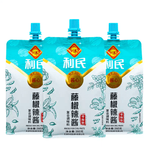 【中国直邮】 LIMIN利民 天津利民藤椒辣椒酱拌饭面蘸酱调味酱料 380g*3袋
