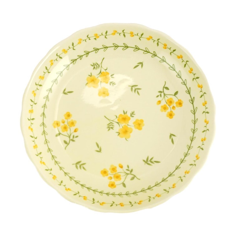 GOLDEN LION 日式田園風餐具 黃釉春意萌 17.8cm荷意盤 17.7*17.7*3.8cm 3