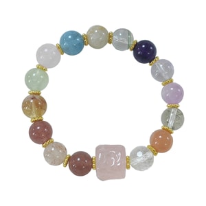 [중국 직송] HSPM 구미호 설탕 큐브 멀티보물 자수정 구슬 팔찌 (여성용), 세련되고 고급스러운 아쿠아마린 팔찌 주얼리, 10mm