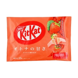 日本NESTLE雀巢 KITKAT巧克力涂层威化饼干 草莓味 袋装 10枚装