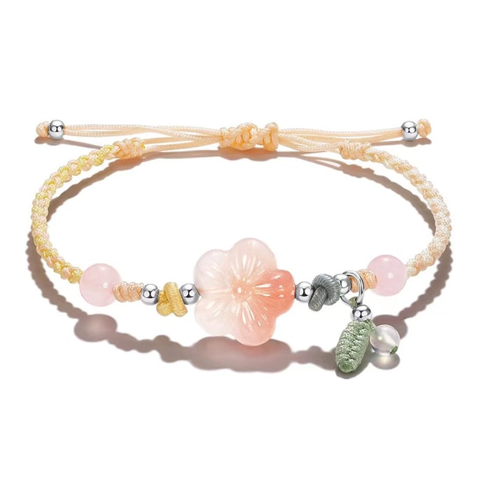Natural salt source agate small peach blossom hand-woven bracelet dopamine bracelet female agate peach blossom