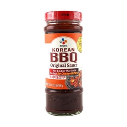 CJ Korean BBQ Original Sauce Chicken & Pork Marinade Hot & Spicy Flavor 500g
