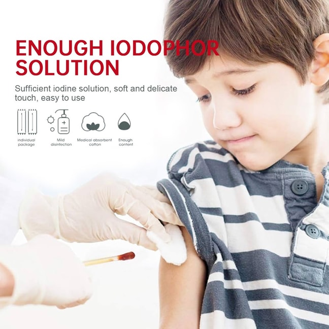 尚官 一次性碘伏棉棒消毒液 碘伏棒 碘伏棉 医用级 【多场景全能消毒】 伤口消毒【擦伤碰伤 护理碘酒 消毒棉签】独立包装 家用 出行 便携 50支/盒