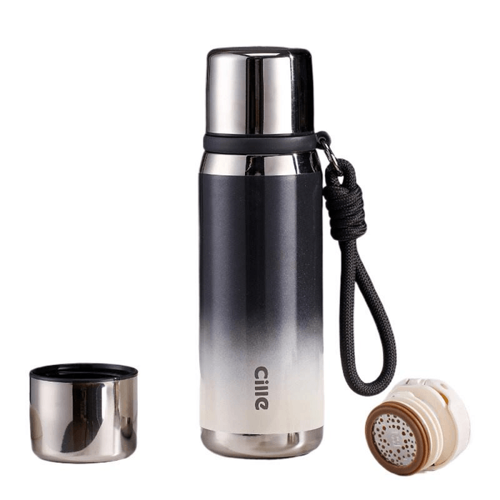 Xile Large Capacity Thermos Cup For Women High Value Dual Use Thermal Kettle Stainless Steel Water Cup Black 630ml