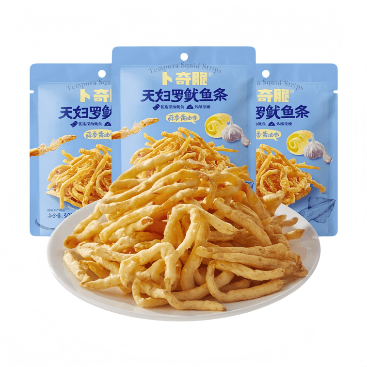  Fried Squid Shreds Garlic-Flavored Snack Ready-to-Eat 30g*3 packs 3