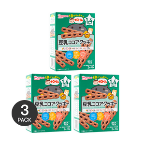 【Value Pack】Baby Toddler DHA Teether Snack Soy Milk Chocolate Cookie 16M+ *3