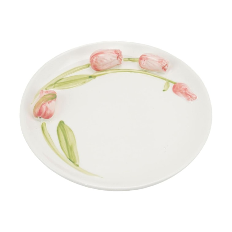 Assiette élégante en céramique avec motif tulipe 8 pouces 3