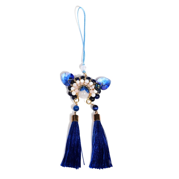 Handcrafted Natural Crystal Phone Charm – Exquisite Opera Mask Design With Tassels