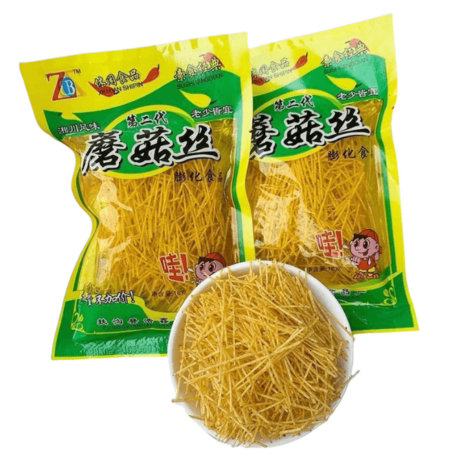【中國直郵】 鐘芹輝 蘑菇絲辣條辣絲8090後懷舊小時候零食5毛小賣部兒時小吃休閒食品 18g*2包