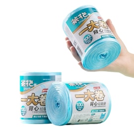 茶花 大卷垃圾袋 1卷 100隻 【手提式】45x60cm 家用加厚藍色背心垃圾袋