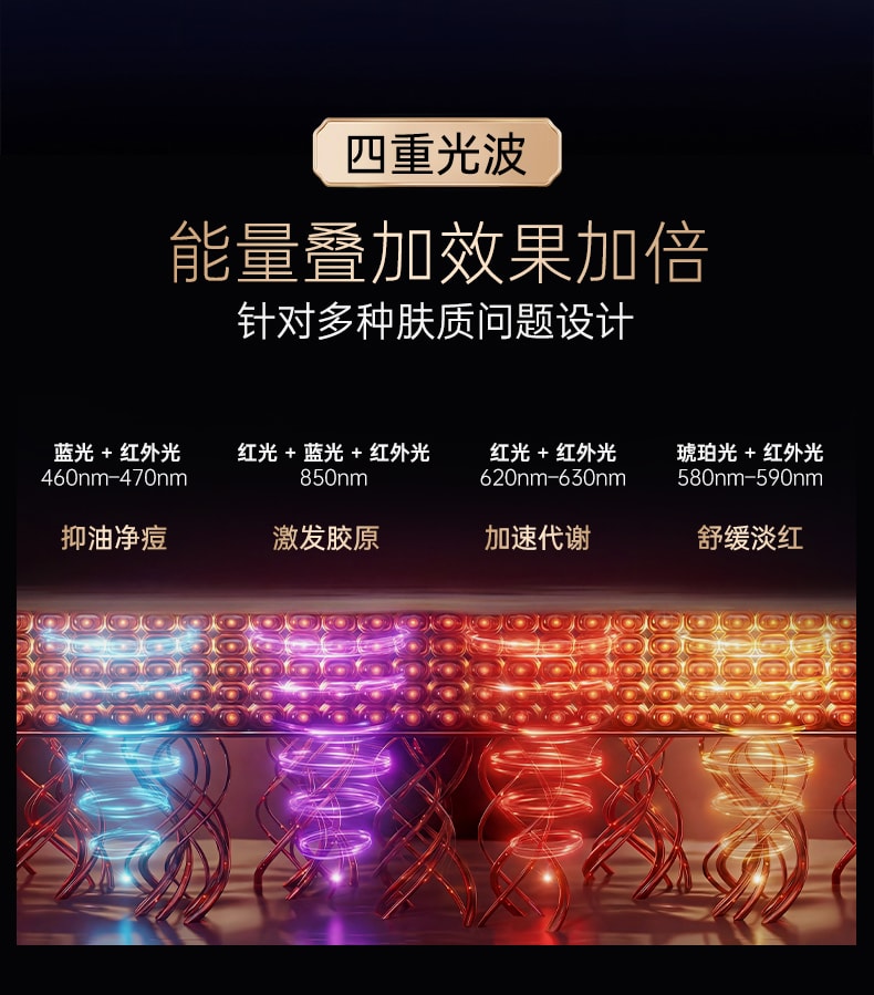 依恋 【达人种草 热销爆品】LED光疗面罩 多光谱红外光联合护理 黑色 1件