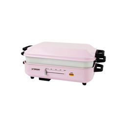 Multifuntional Barbecue BBQ Grill Hotpot Pot Steamer 5-in-1 Cookware, Pink