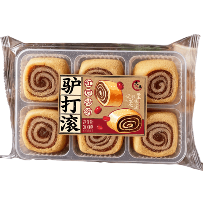 【中国直邮】 大纯丰 驴打滚 红豆沙馅 红豆沙面卷 北京传统糕点 红豆麻薯 中式地方特色特产充饥小零食 300g【软糯香甜 豆香四溢】【爽口不腻 浓郁米香】