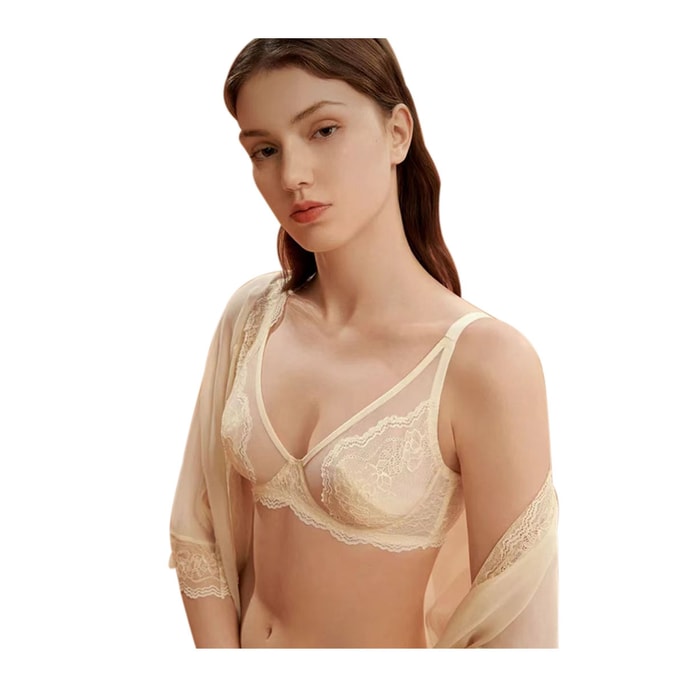Real Silk Soft Underwire Big Breasts Look Small Thin Bra NZFBD307# Porcelain White 80E